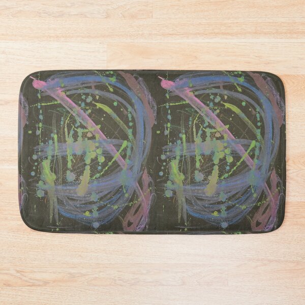 Item preview, Blue Lime and Pink abstract strokes on black designed and sold by LaurenMyersArtist.