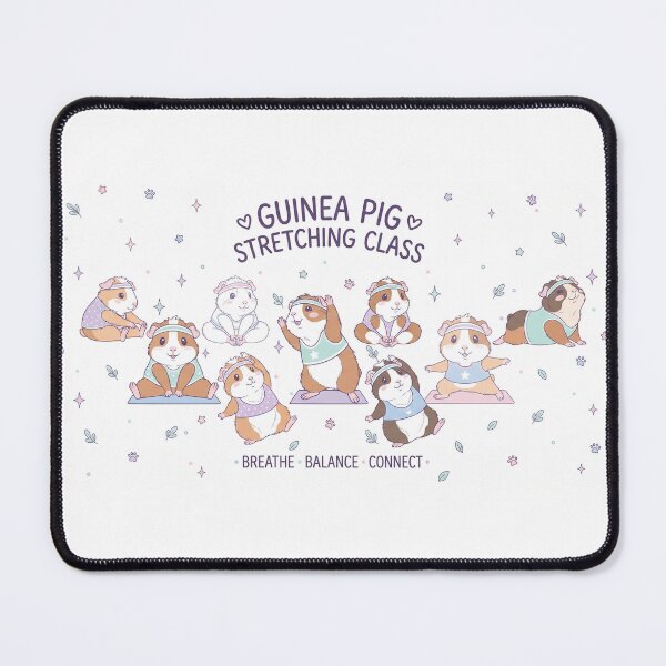 Item preview, Guinea Pig Stretching Class Shirt – Cute Yoga Guinea Pig Quote “Breathe. Balance. Connect.” Animal Lover Gift designed and sold by MoqunaDesign.