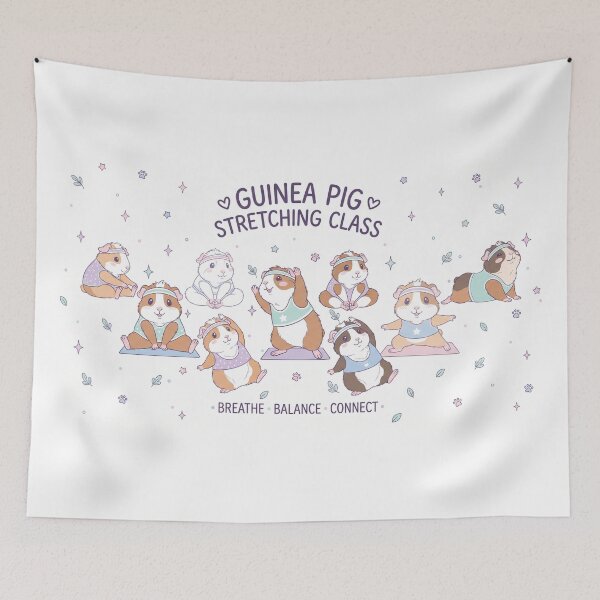 Item preview, Guinea Pig Stretching Class Shirt – Cute Yoga Guinea Pig Quote “Breathe. Balance. Connect.” Animal Lover Gift designed and sold by MoqunaDesign.