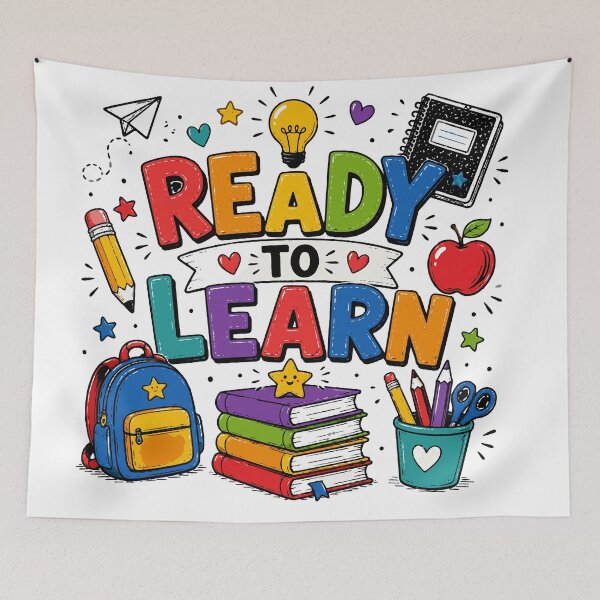 Item preview, Ready to Learn T-Shirt Stickers | Cute Back to School Design | Colorful School Supplies Illustration designed and sold by Sunday.Supply.