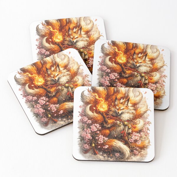 Item preview, Nine-Tailed Kitsune | Sakura Fox Spirit Japanese Mythology Art designed and sold by Velorint.