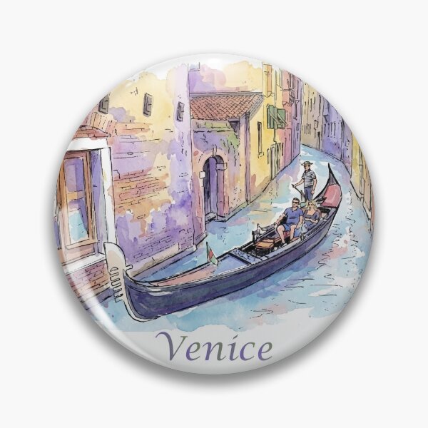 Item preview, Venice Italy Gondola Narrow Canal Watercolor Art designed and sold by NareArt.