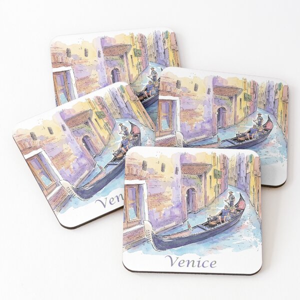 Item preview, Venice Italy Gondola Narrow Canal Watercolor Art designed and sold by NareArt.