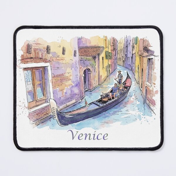 Item preview, Venice Italy Gondola Narrow Canal Watercolor Art designed and sold by NareArt.