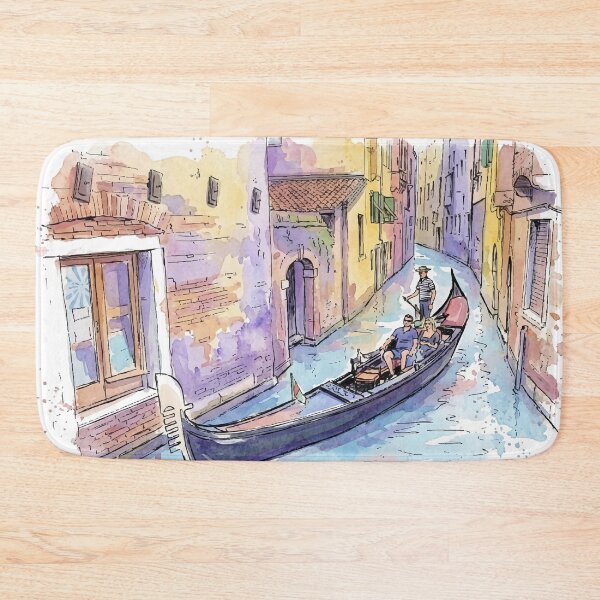 Item preview, Venice Italy Gondola Narrow Canal Watercolor Art designed and sold by NareArt.