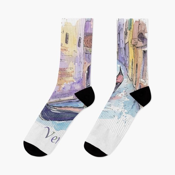 Item preview, Venice Italy Gondola Narrow Canal Watercolor Art designed and sold by NareArt.