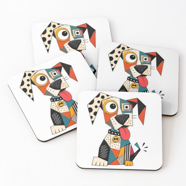Item preview, Abstract Geometric Patchwork Happy Dog designed and sold by Snurly.