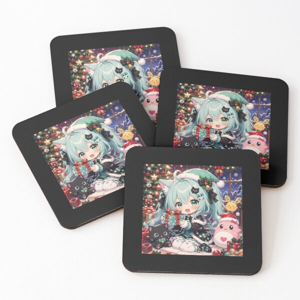 Item preview, Anime Christmas Girl Mint – Kawaii Holiday Design with Presents designed and sold by Revyra Design .