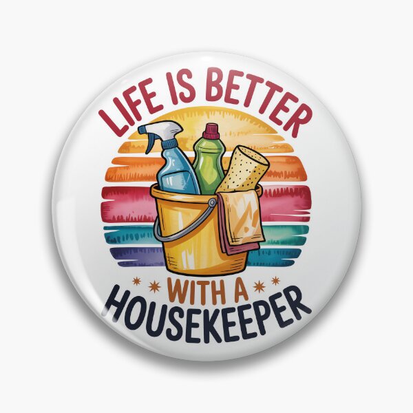 Item preview, Life Is Better With a Housekeeper – Cleaning Supplies Retro Sunset Illustration designed and sold by jkrphoto.