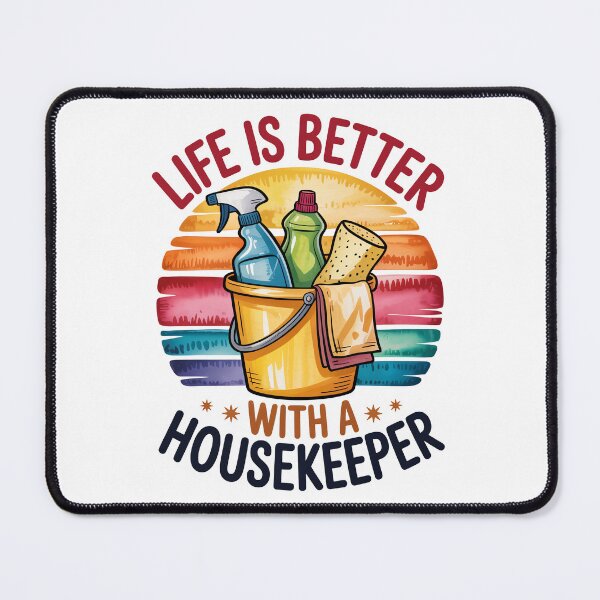 Item preview, Life Is Better With a Housekeeper – Cleaning Supplies Retro Sunset Illustration designed and sold by jkrphoto.
