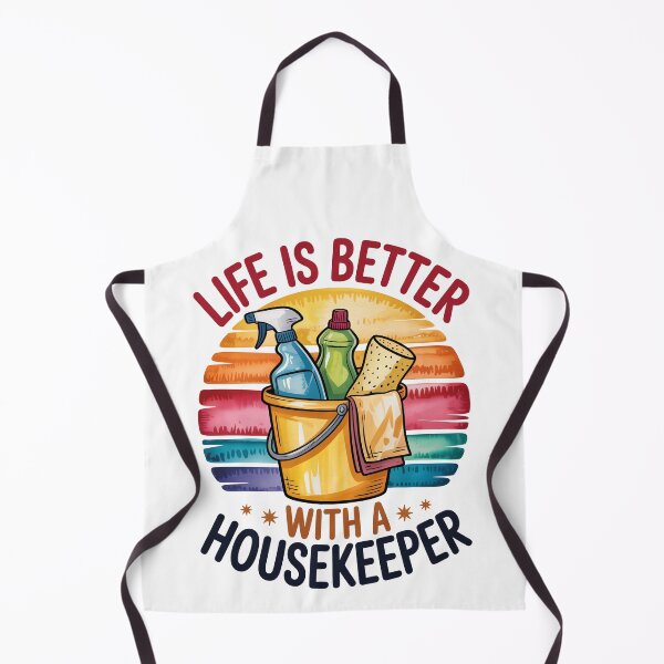 Item preview, Life Is Better With a Housekeeper – Cleaning Supplies Retro Sunset Illustration designed and sold by jkrphoto.