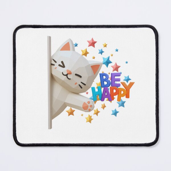 Item preview, Kawaii Kitten Peeking Out with Message Be Happy designed and sold by ArtMochis.