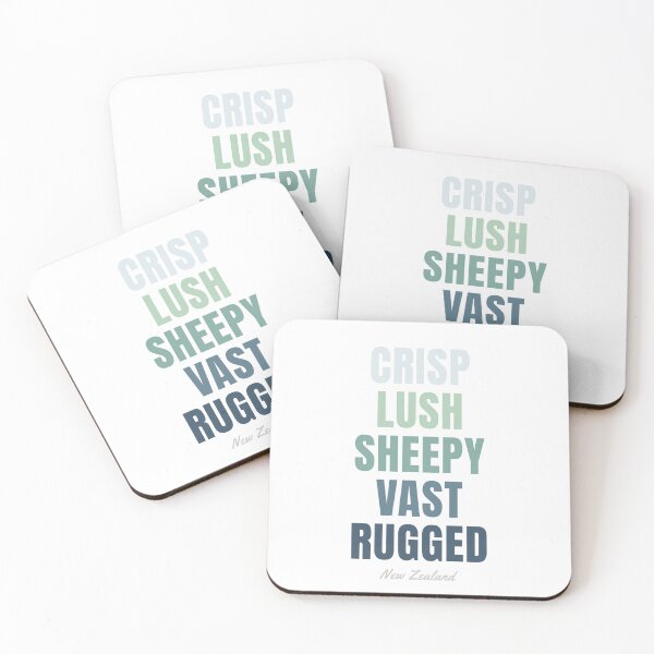 Item preview, New Zealand Typographic Print, Crisp Lush Sheepy Vast Rugged Decor designed and sold by MarkedArtPrints.