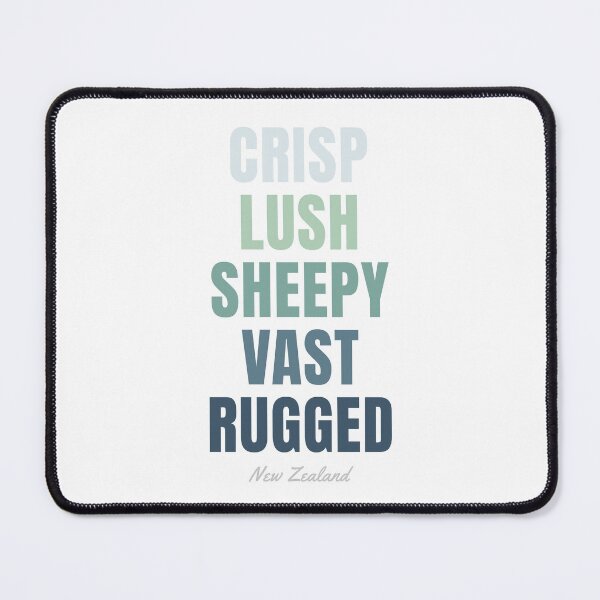 Item preview, New Zealand Typographic Print, Crisp Lush Sheepy Vast Rugged Decor designed and sold by MarkedArtPrints.