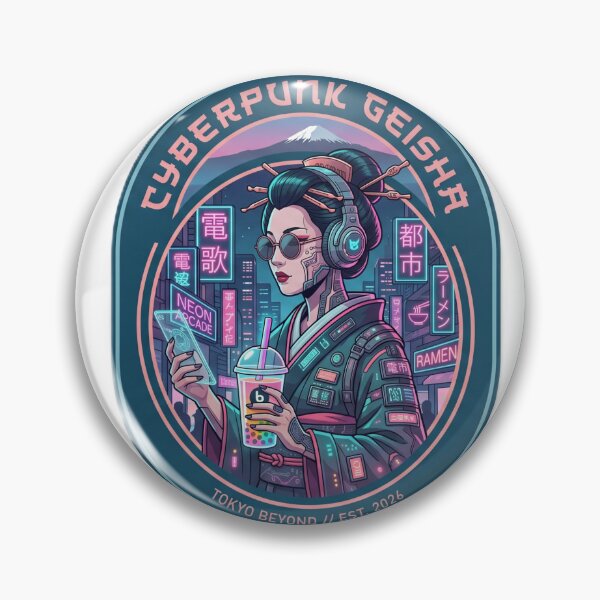 Item preview, Cyberpunk Geisha Tokyo Aesthetic – Futuristic Japanese Art designed and sold by Surviving Monday Club.
