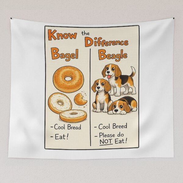 Item preview, Know the Difference: Bagel vs Beagle | Funny Dog Pun Cartoon T-Shirt designed and sold by tee snap.