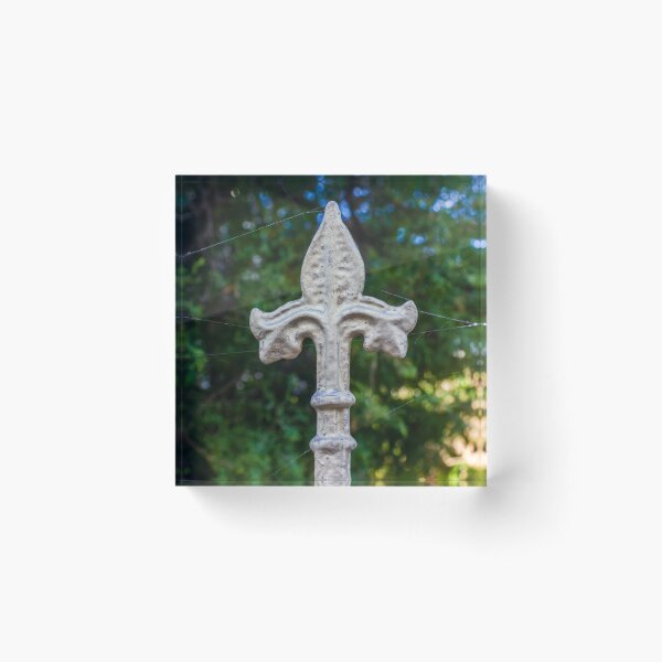 Item preview, Fleur-de-Lis Metal Finial Ornament on Garden Fence Post With Weathered Patina designed and sold by Nmallia.