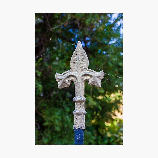 Item preview, Fleur-de-Lis Metal Finial Ornament on Garden Fence Post With Weathered Patina designed and sold by Nmallia.
