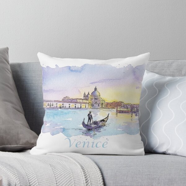 Item preview, Venice Italy Gondolier Laguna Panorama Watercolor Art designed and sold by NareArt.