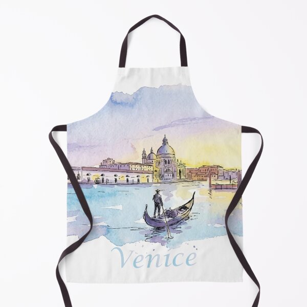 Item preview, Venice Italy Gondolier Laguna Panorama Watercolor Art designed and sold by NareArt.