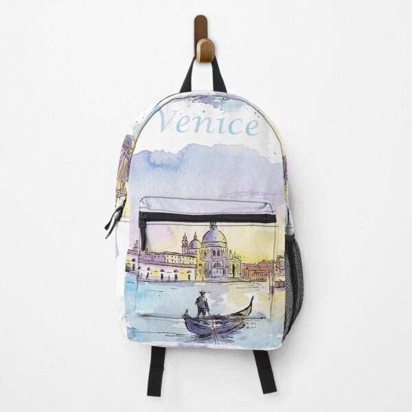 Item preview, Venice Italy Gondolier Laguna Panorama Watercolor Art designed and sold by NareArt.