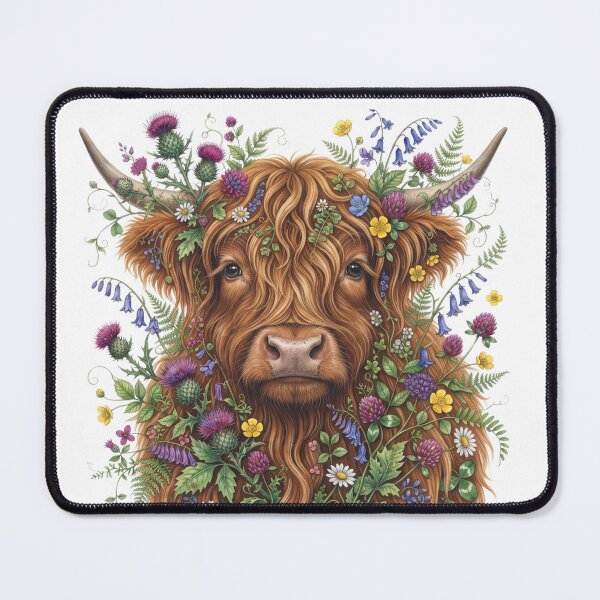 Item preview, Floral Highland Cow Botanical Portrait designed and sold by ImageryLoom.