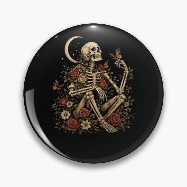 Item preview, Gothic Skeleton Butterfly Among Roses Under Crescent Moon designed and sold by Moizento.