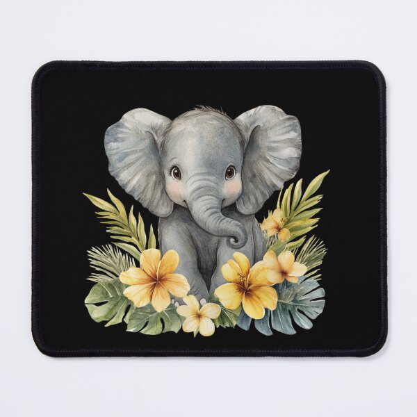 Item preview, Elephant with Tropical Flowers designed and sold by perijun.