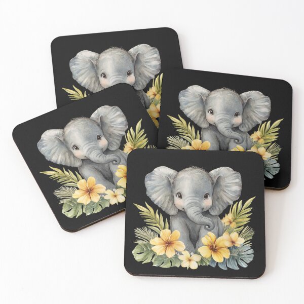 Item preview, Elephant with Tropical Flowers designed and sold by perijun.