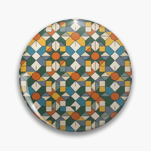 Item preview, Mid Century Geometric Tile Pattern with Retro Floral Mosaic designed and sold by TM DESIGNS AND MORE.
