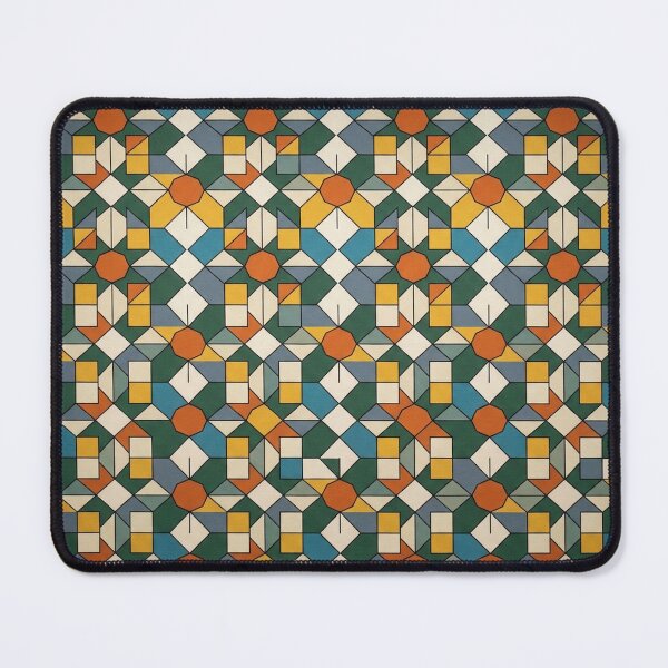 Item preview, Mid Century Geometric Tile Pattern with Retro Floral Mosaic designed and sold by TM DESIGNS AND MORE.