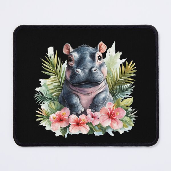 Item preview, Cute Baby Hippo with Flowers designed and sold by perijun.