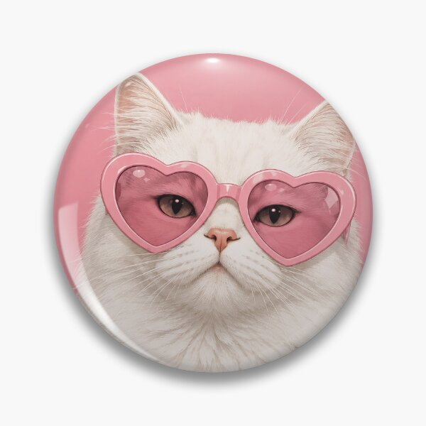 Item preview, Catalogue Cat Fashion Magazine Cover | Glamorous White Cat in Heart Sunglasses | Cute Pink Aesthetic Cat Lover Gift designed and sold by BlackCat Vibe.