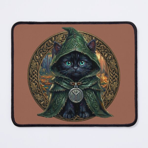 Item preview, Black Cat Druid Autumnal Haven Eolhx Rune Motif - Harvest Edition designed and sold by Englandbear.