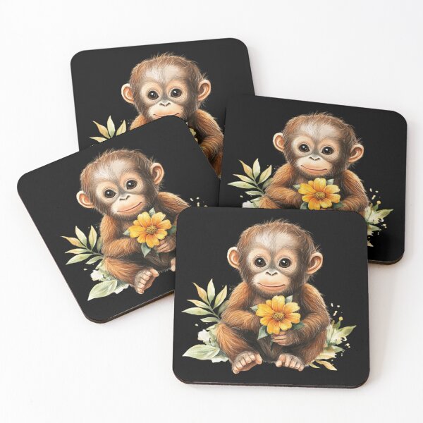 Item preview, Adorable Baby Monkey with Flower designed and sold by perijun.
