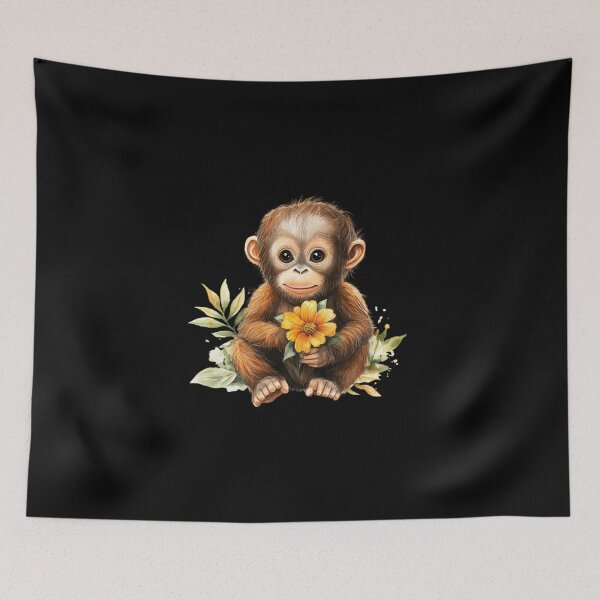 Item preview, Adorable Baby Monkey with Flower designed and sold by perijun.