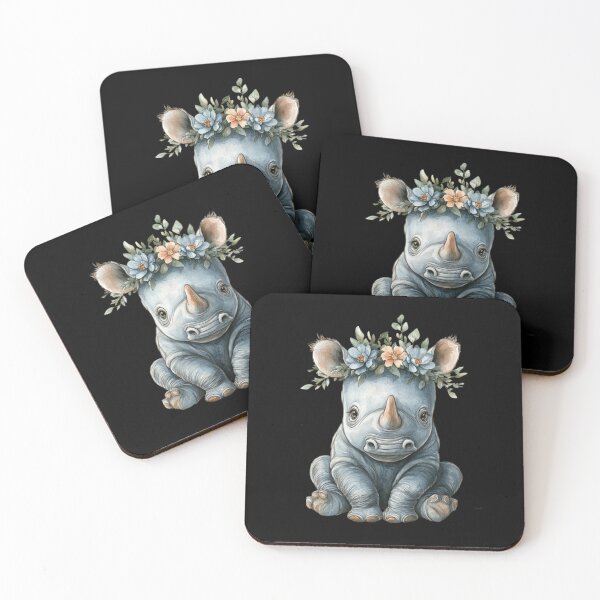Item preview, Cute Rhino With Flower Crown designed and sold by perijun.
