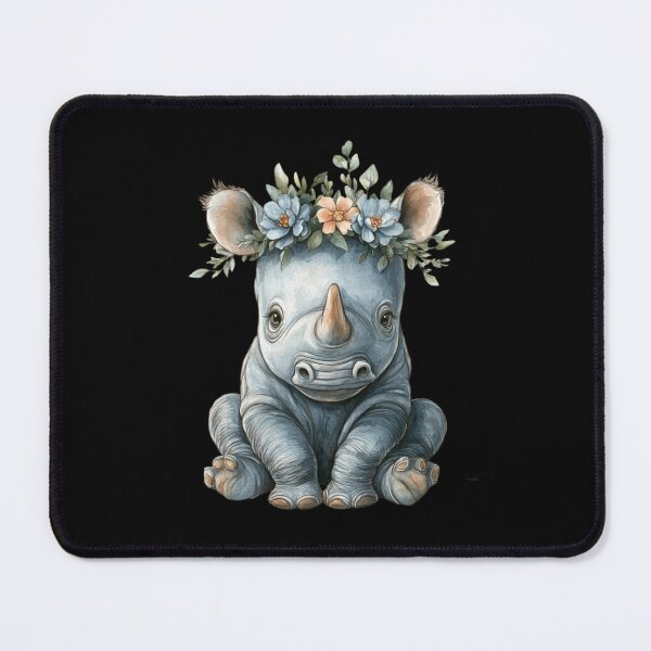 Artikelvorschau, Niedliches Nashorn mit Blumenkranz entworfen und verkauft von perijun.