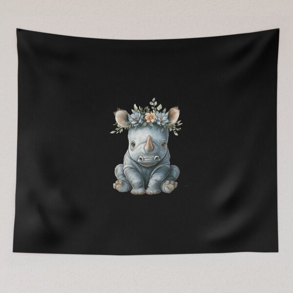 Item preview, Cute Rhino With Flower Crown designed and sold by perijun.