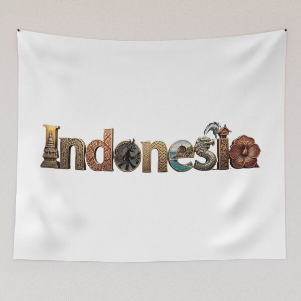 Item preview, Indonesia Typography Travel Design | Cultural Heritage & Island Paradise Art designed and sold by VladisWorld.