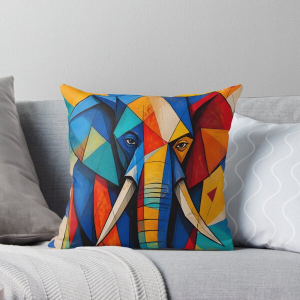 Item preview, Colorful Geometric Elephant - Abstract Cubist Stained Glass Elephant Art designed and sold by inkaylindesign.