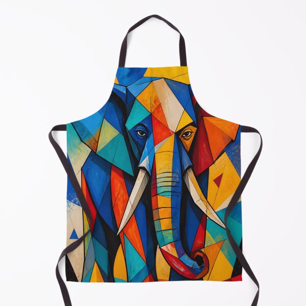 Item preview, Colorful Geometric Elephant - Abstract Cubist Stained Glass Elephant Art designed and sold by inkaylindesign.