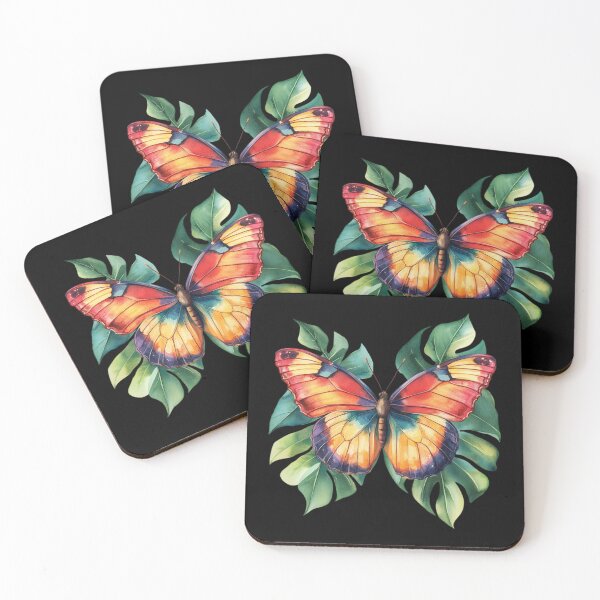 Item preview, Vibrant Butterfly on Tropical Leaves designed and sold by perijun.