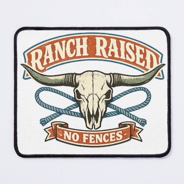 Item preview, Ranch Raised Longhorn Skull Vintage Western Cowboy Graphic Tee designed and sold by TM DESIGNS AND MORE.