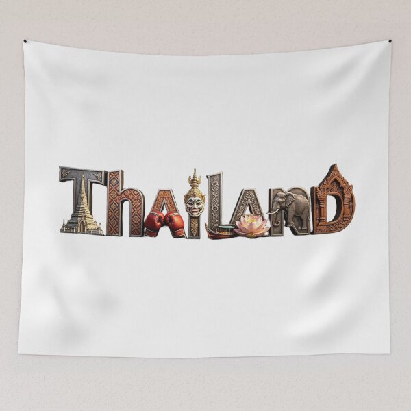 Item preview, Thailand Travel Typography – Cultural Landmark & Thai Heritage Design designed and sold by VladisWorld.