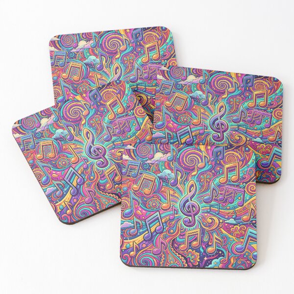 Item preview, Psychedelic Music Notes Colorful Groovy Swirl Pattern designed and sold by Far Out Goods.