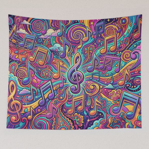 Item preview, Psychedelic Music Notes Colorful Groovy Swirl Pattern designed and sold by Far Out Goods.