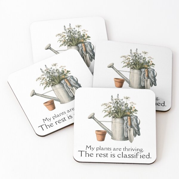 Item preview, My Plants Are Thriving, The Rest Is Classified - Funny Gardener Watercolor Art designed and sold by CozyAndContrary.