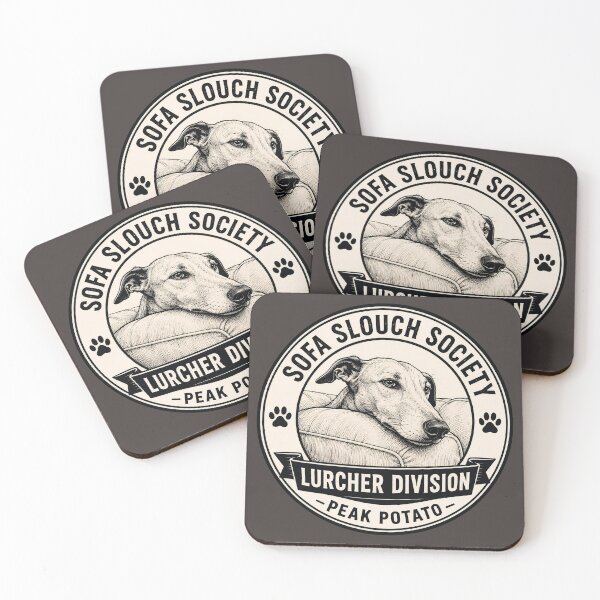 Artikelvorschau, Sofa Slouch Society – Lurcher-Abteilung – Peak Potato/Funny Lurcher Dog Badge Logo entworfen und verkauft von Halejo68.