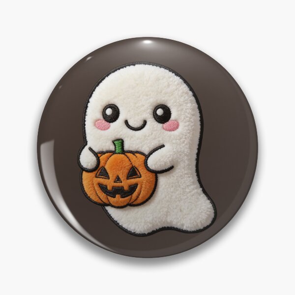 Item preview, Fluffy Ghost Pumpkin Faux Patch Spooky Cute Halloween designed and sold by thelexiverse.